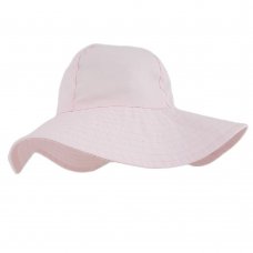 0266-Pink: Baby Plain Pink Wide Brim Hat (0-12 Months)